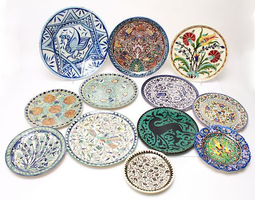 Israeli, Turkish & Portuguese Pottery Plates, 12