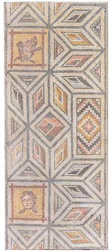 A Roman Marble Mosaic Floor Panel Height 75 1/2 x width 32 inches.