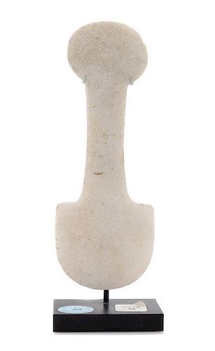 * An Anatolian Marble Kusura Type Idol Height 7 5/8 inches.