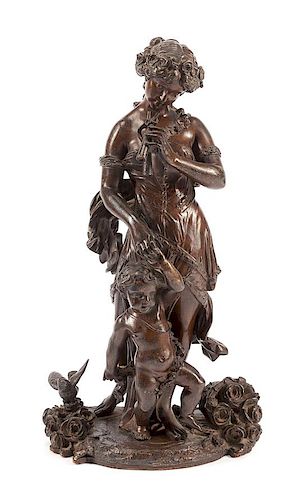 A Continental Bronze Figural Group Height 21 inches.