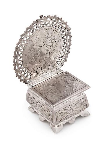 * A Russian Silver Throne Salt, Maker's Mark Cyrillic SK, Late 19th Century,