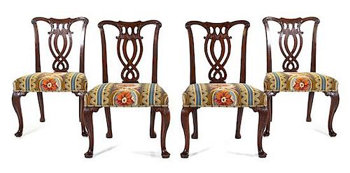 A Set of Four George III Style Mahogany Dining Chairs Height 35 inches.
