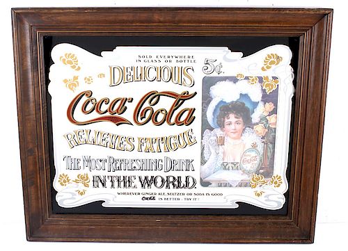 Coca Cola Advertising Trade Mirror c. 1970