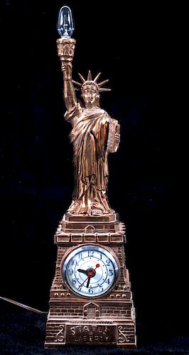 United Clock Corp. Copper Statue Of Liberty Clock