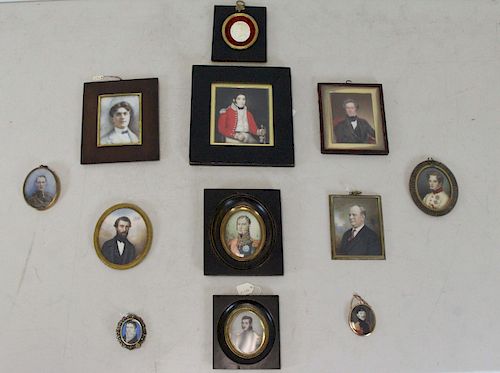 GROUPING OF 12 PORTRAIT MINIATURES.