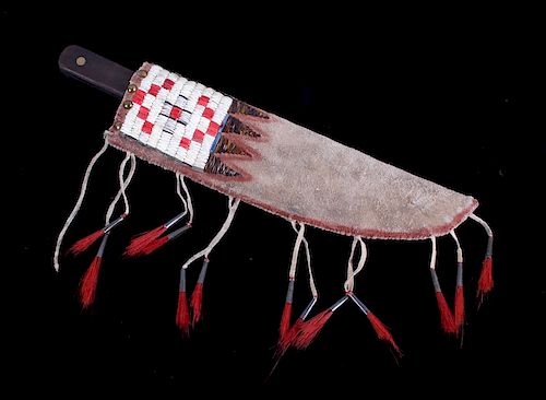Plains Style Quilled Pafleche Sheath & Knife