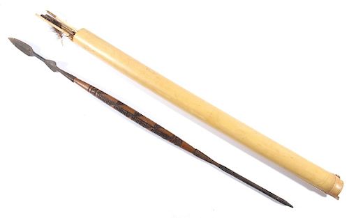 African Throwing Spear and Bamboo Arrows