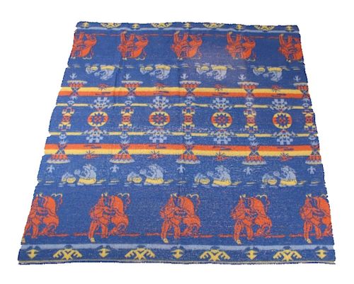 Beacon Indian Theme Bed Blanket Circa 1950's