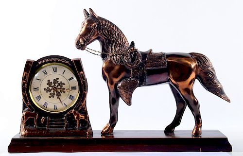 Western Horse Brass Mantle Ingraham Clock