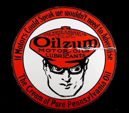 Old Style Oilzum Motor Oil Metal Single Sided Sign