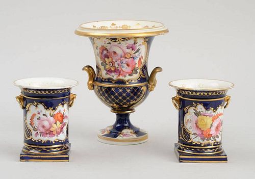 Pair of English Porcelain Vases and an English Campani-Form Vase