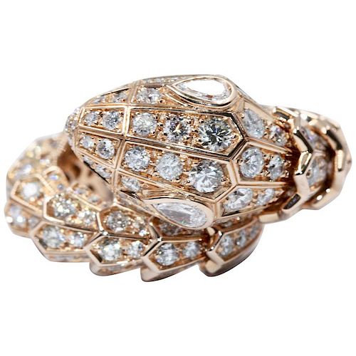 BVLGARI Rose Gold Serpenti 18ct Diamond Size M Ring