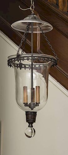 Regency Style Metal-Mounted Clear Glass Hall Lantern