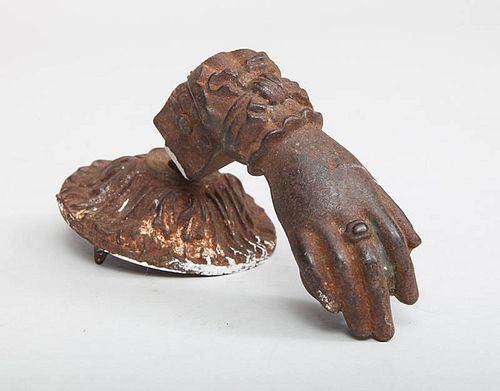 Victorian Cast-Iron Lady's Hand-Form Door Knocker and Back Plate