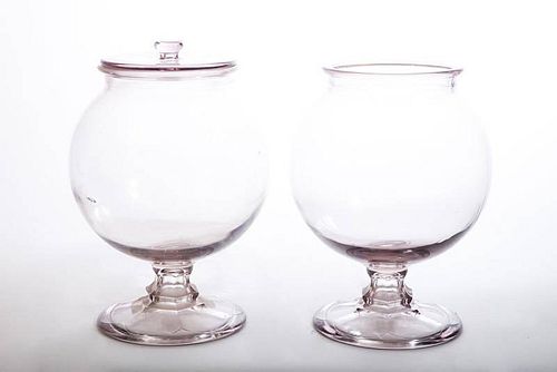 Two Victorian Glass Fish Bowls