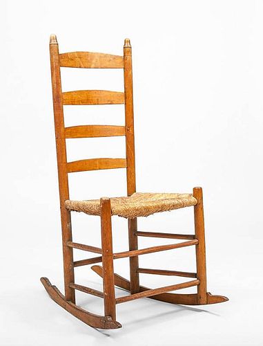 American Fruitwood Ladder-Back Rocking Chair