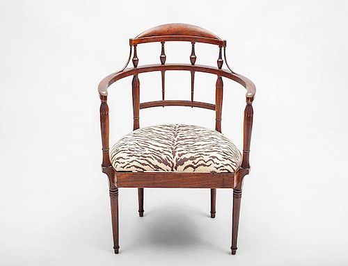 Edwardian Brass-Mounted Mahogany Desk Chair