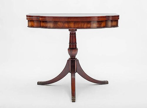 Federal Style Mahogany Fold-Over Lobe-Front Games Table