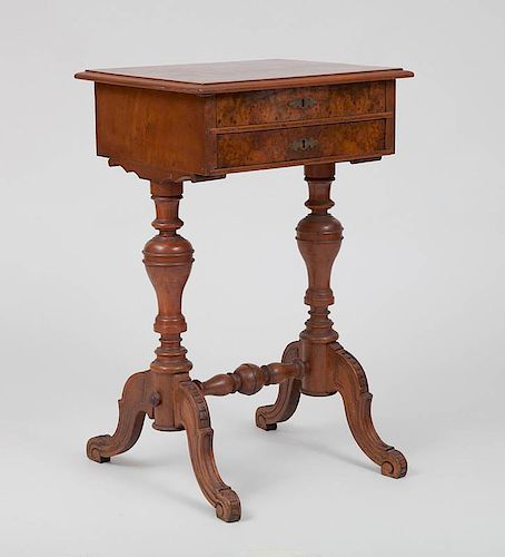 Victorian Burl Walnut Sewing Table