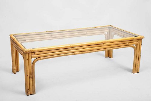 Bamboo and Glass Low Table