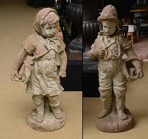 Two Cast-Stone Garden Figures