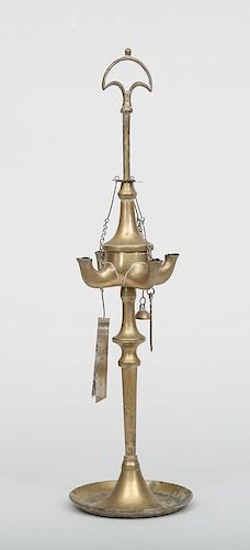 Italian Brass Four-Light Oil Lamp