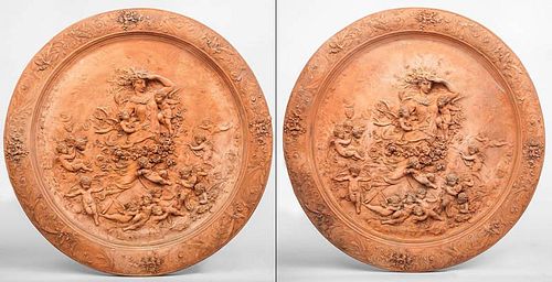 Two French Relief-Molded Terracotta Rondels