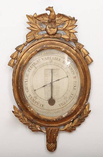 Louis XVI Style Carved Giltwood Thermometer/Barometer