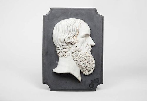 Continental Carved Marble Relief Profile Head of a Philosopher