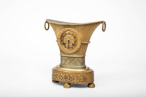 Charles X Style Gilt-Bronze Mantle Clock