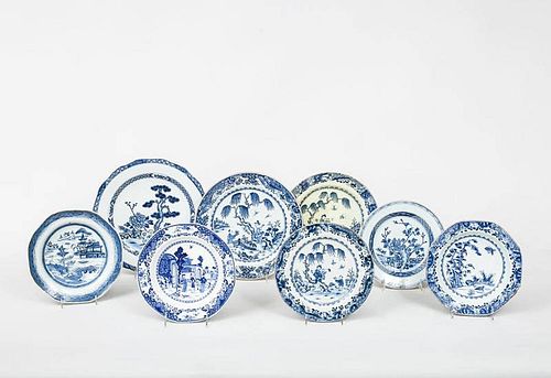 Eight Chinese Blue and White Porcelain Plates