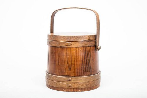 Wood Box with Bentwood Bands and a Swing Handle