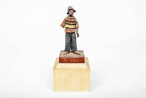 Fabric-Covered Pottery Figure of a Boy