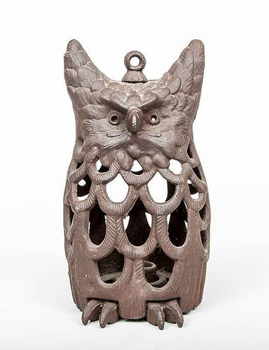 Cast-Iron Owl-Form Hanging Light