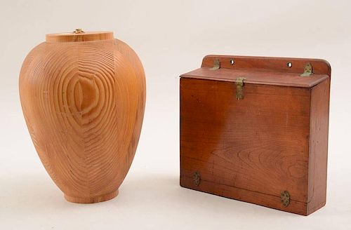 Modern Wood Ovoid Lamp Stand and a Tapley's Self-Indexing Letter File Box, Patented 1879