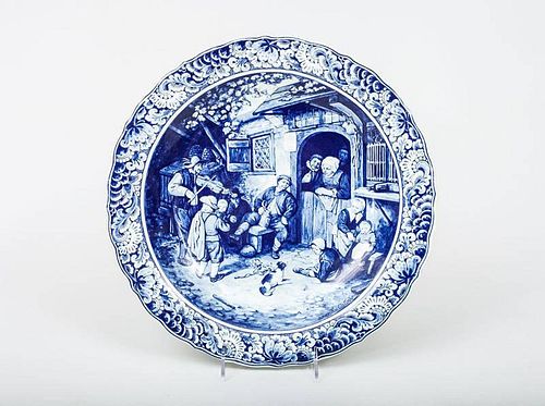 Dutch Delft Blue Transfer-Printed Dish, Modern