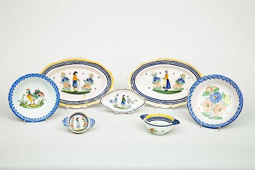 Seven Henriot Quimper Porcelain Articles