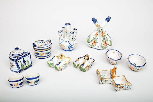 Group of Eleven Henriot Quimper Faience Articles
