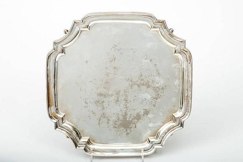 English Silver-Plated Footed Octagonal Tray