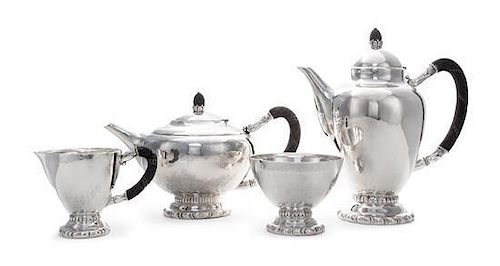 A Danish Silver Four-Piece Tea and Coffee Set, No. 37, Georg Jensen Silversmithy, Copenhagen, 1915-19, designed by Georg Jensen