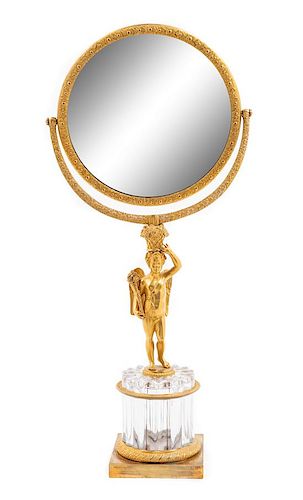 A French Gilt Bronze and Cut Glass Dressing Mirror Height 18 inches.