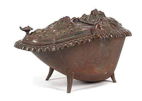 A French Cast Iron Coal Scuttle Width 23 inches.