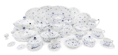An Assembled Royal Copenhagen Porcelain Dinner and Tea Service Diameter of dinner plates 9 3/4 inches.