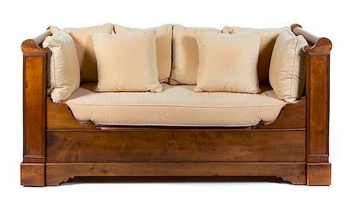 A Louis Philippe Fruitwood Daybed Height 36 1/2 x width 75 x depth 29 3/4 inches.