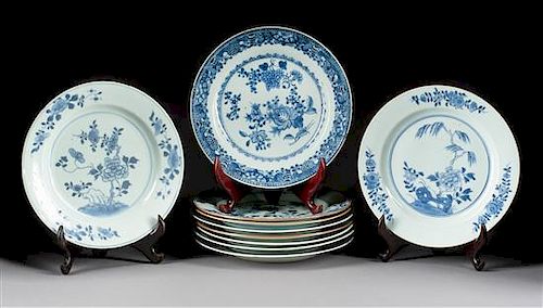 Ten Chinese Porcelain Plates Diameter of largest 9 inches.