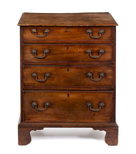 A George III Walnut Chest of Drawers Height 33 1/2 x width 26 x depth 17 inches.