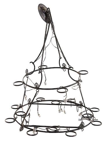 A Wrought Metal Chandelier Diameter 35 inches.