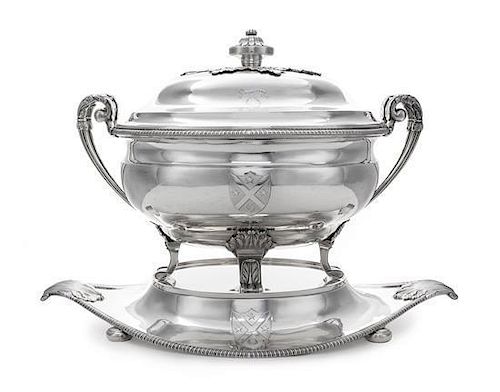 A George III Silver Soup Tureen, Cover and Later Stand, Maker's Mark I Pellet P in Oval possibly for John Plimmer (See Jackson's