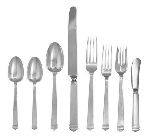 An American Silver Flatware Service, Tiffany & Co., New York, NY, Circa 1935, Hampton Pattern, comprising: 12 dinner knives 12 d