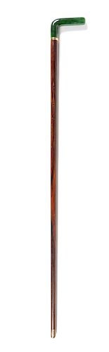 An English 9-Karat and Hardstone Mounted Cane Length 37 1/2 inches.